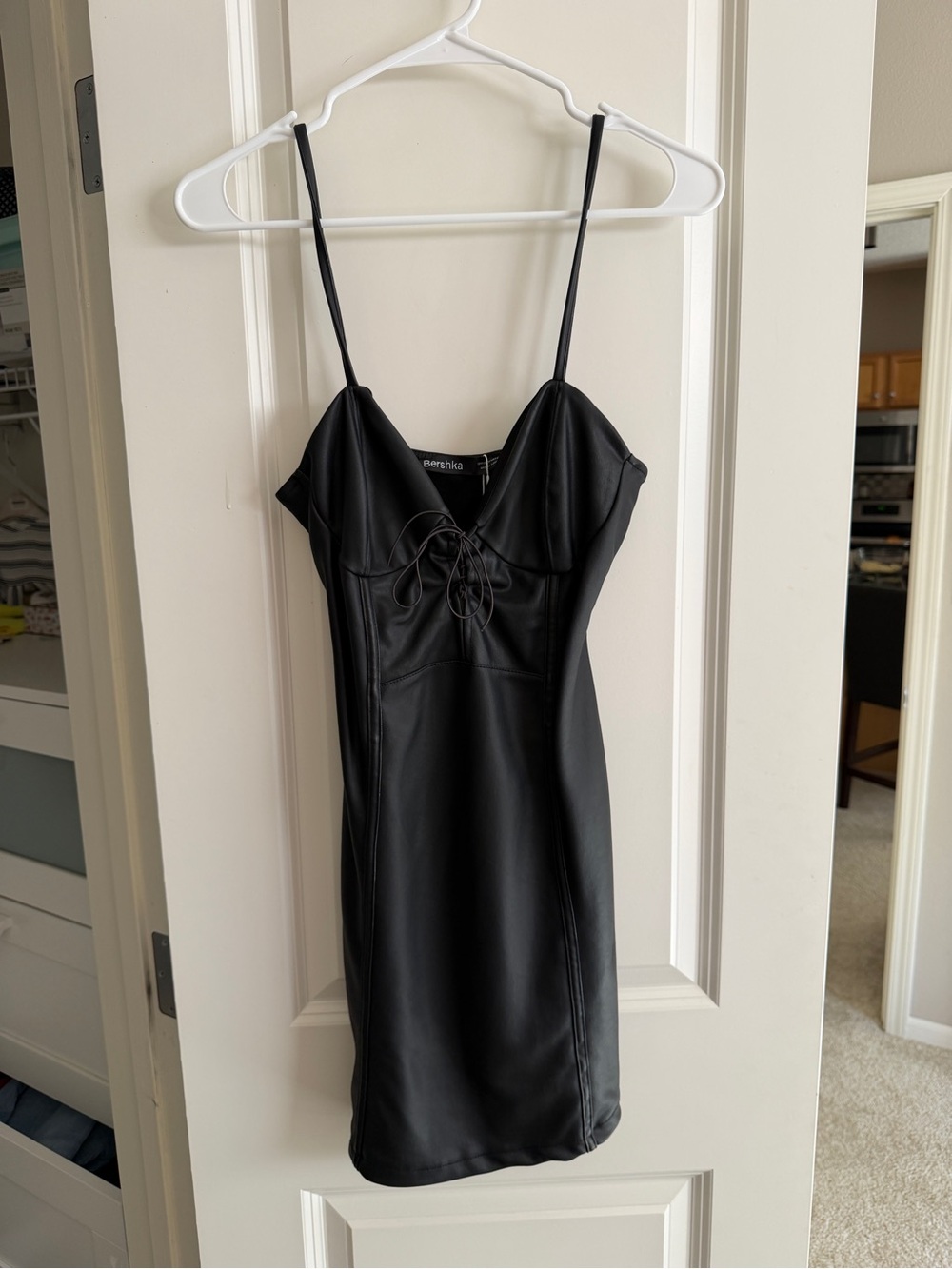 Black faux leather dress